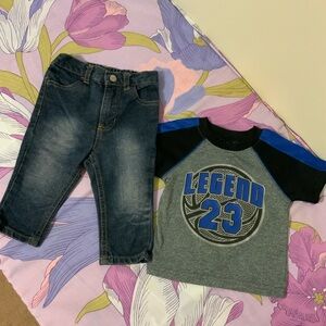 NWOT Toddler Boy 2 Pz Skinny Jeans & Legend 23 Print Tee